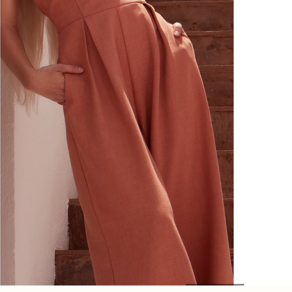 PrettyLittleThing Rust Strapless Wide-Leg Jumpsuit - Picture 2 of 5